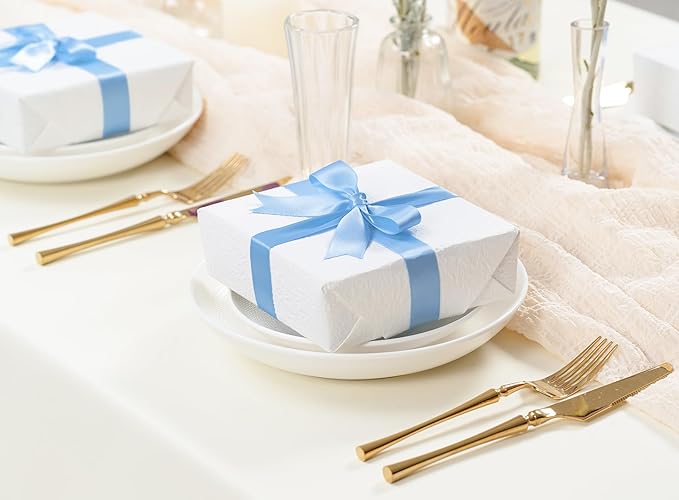 Baby Blue Satin Ribbon 7/8 Inch x 50 Yards Double-Faced Ribbons - Image 5