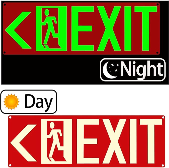 Photoluminescent Exit Signs, 14x5 inches, Self-Adhesive Aluminum, Left and - Image 5