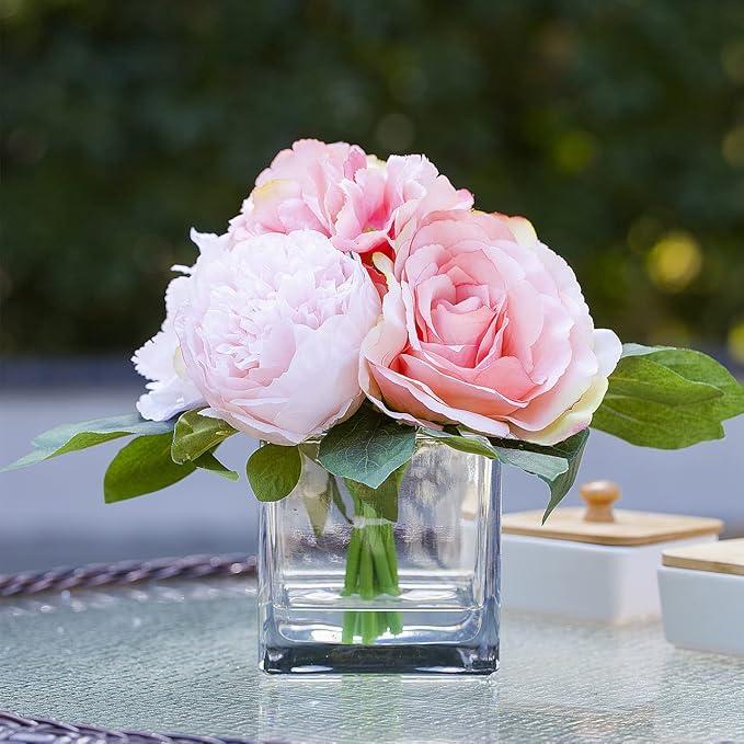 Enova Floral Set of 4 Cube Glass Vase, Floating Candle Holders, Table - Image 6