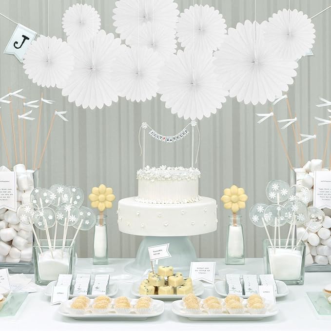 20 Pcs White Hanging Paper Fan, Hanging Honeycomb Round Paper Fans - Image 5