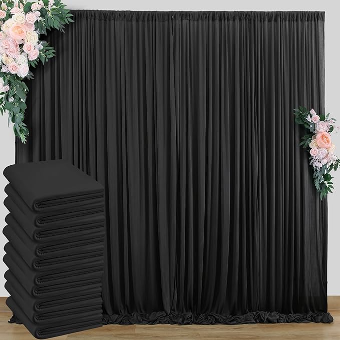 50 ft x 10 ft Wrinkle Free Black Backdrop Curtain by Outpain