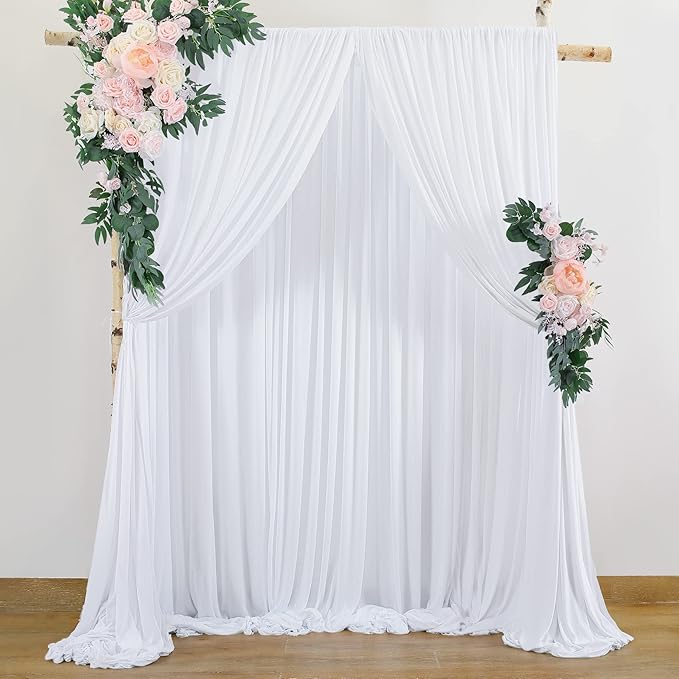 20 ft x 8 ft White Backdrop Curtain Drapes - Image 3