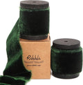 Ribbli Forest Green Velvet Ribbon 1.5 Inch Handmade Frayed Vintage Christmas by Ribbli