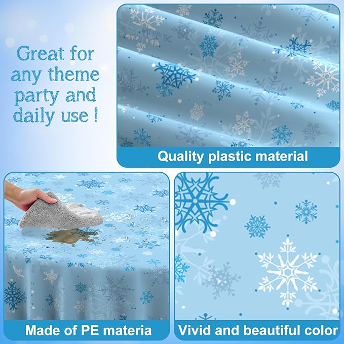 12 Pcs Christmas Snowflake Plastic Party Tablecloth Decorations, Disposable - Image 3