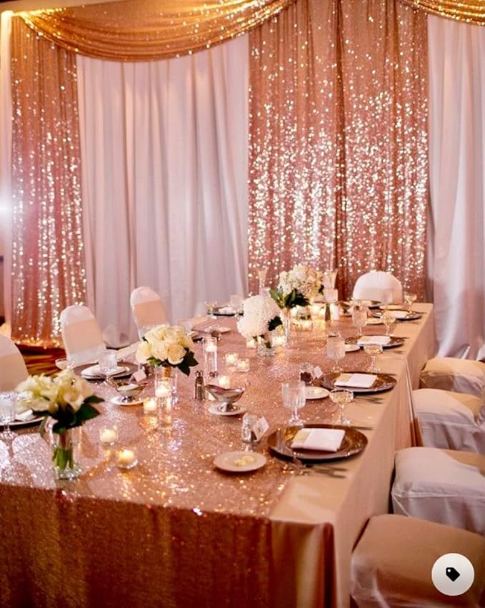 Poise3EHome 5FT x 7FT Rose Gold Sequin Photography Backdrop Curtain - Image 7