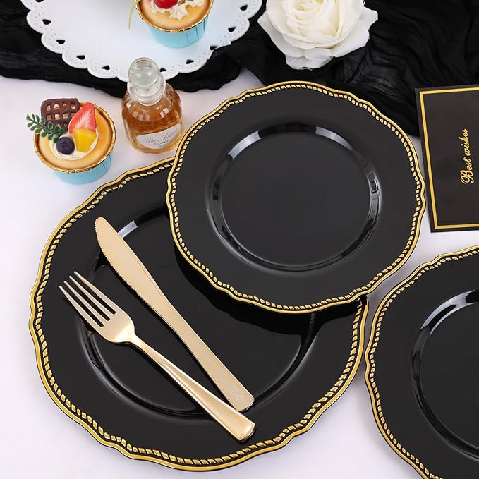 Hioasis 60pcs Black Plastic Plates - Image 4