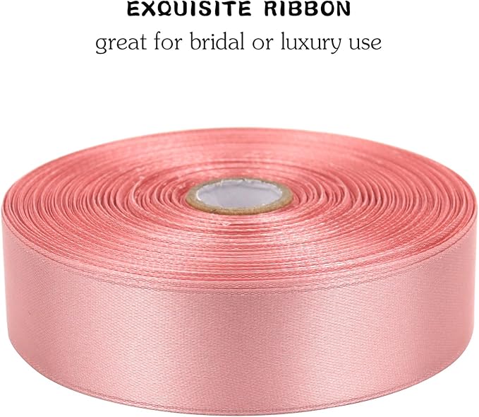 Rose Gold Solid Satin Ribbon 1 Inch 50 Yards Solid Polyester Fabric Ribbon - Image 4