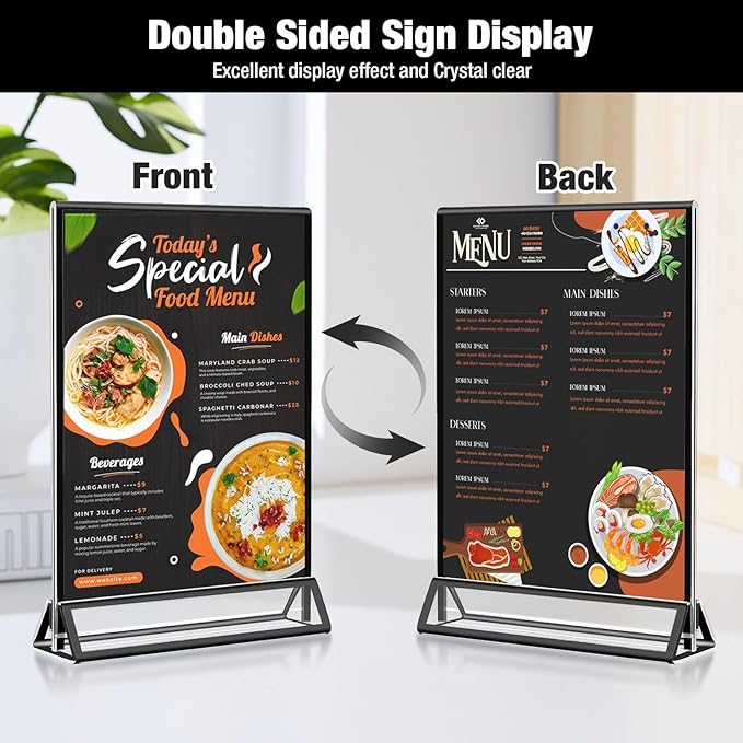 Acrylic Black Sign Holders 4x6, 12 Pack Wedding Black Table Number Holders - Image 2