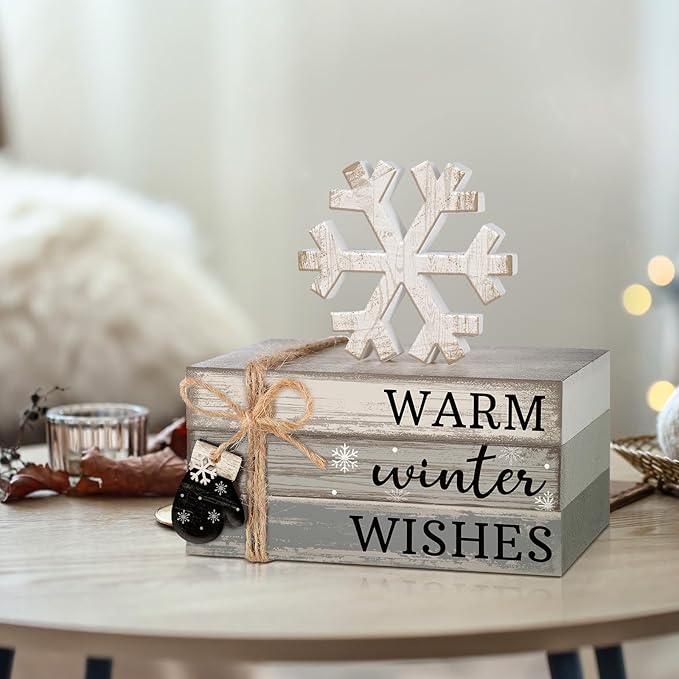 4 Pcs Winter Christmas Decor Winter Table Decorations Christmas Tiered Tray - Image 6