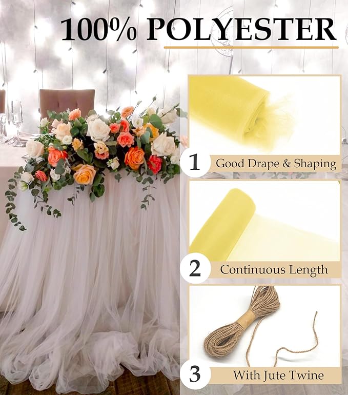 Mellow Yellow Tulle Fabric Roll - Image 4