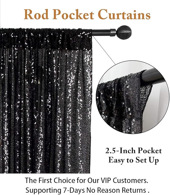 ShinyBeauty Sequin Backdrop- 5FTx10FT-Black-Sequin Photo Backdrop, Photo Booth - Image 3