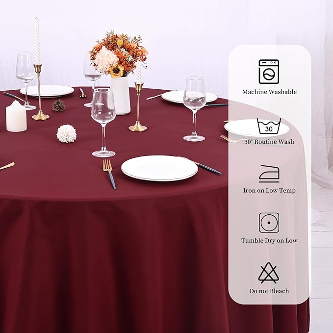 10 Pack Burgundy Round Tablecloths - Image 5