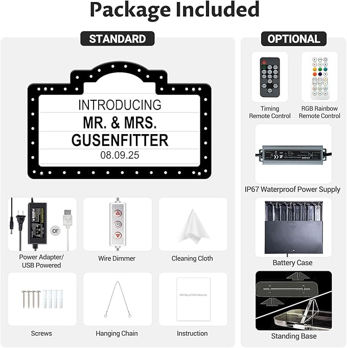 Custom Wedding Bottle Service Sign, IP67 Waterproof LED Marquee Light Up Board - Image 6