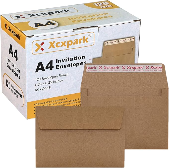 120 Qty Printable A4 Invitation Envelopes 4.25 x 6.25 Cards, Self Seal 120GSM by Xxcxpark