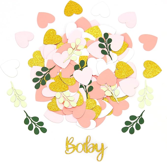 200PC Greenery Baby Shower Confetti Pink and Sage Green Baby Shower Decorations - Image 7