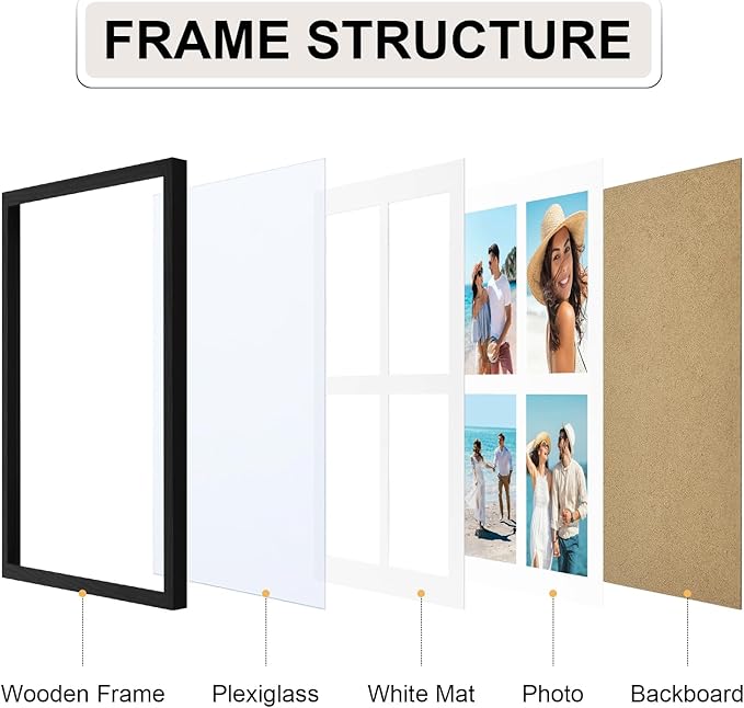 Vittanly 12x16 Collage Picture Frame, Displays 4Pcs 5x7 Pictures - Image 3