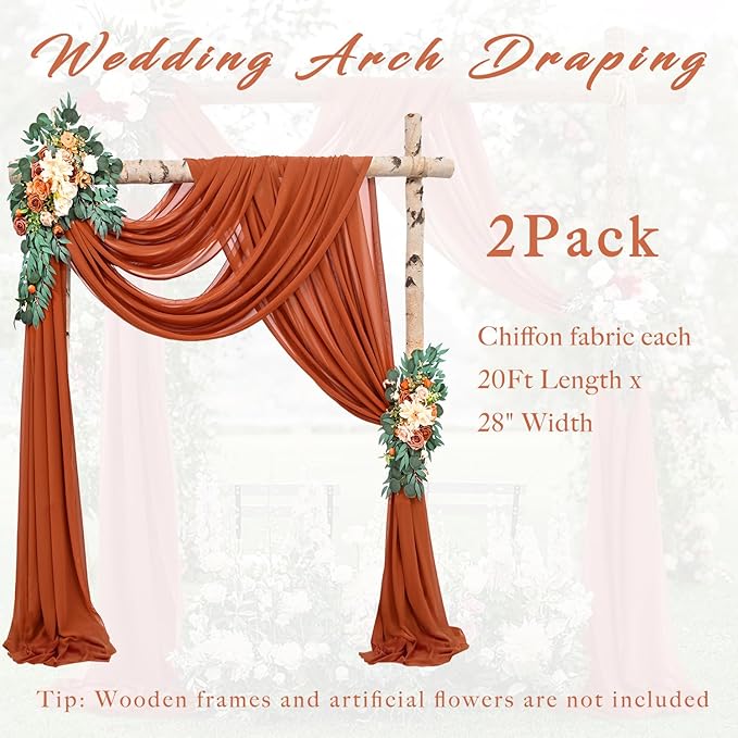 Wedding Arch Draping Fabric 2 Panels 20Ft Length x 28" Width Terracotta - Image 6