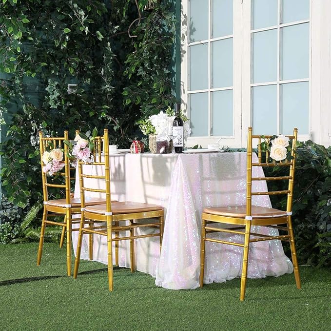 SquarePie Sequin Tablecloth 50 x 72 Inch Iridescent Sparkly Table Linen - Image 8