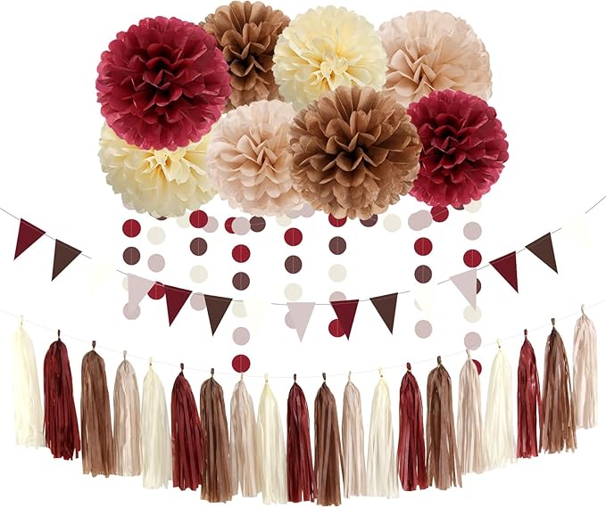 Brown Burgundy Champagne-Gold Party-Decorations by LastingSurprise