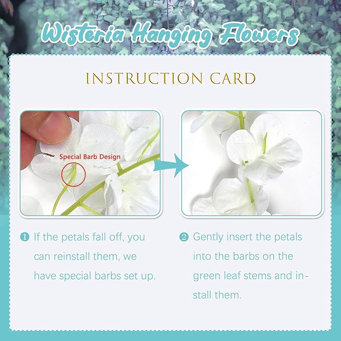 12 Pack Teal Wisteria Hanging Flowers, 3.44 Ft Fake Hanging Flowers, Artificial - Image 4