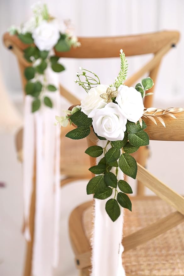 Wedding Aisle Decorations for Wedding Ceremony Set of 10 Pew Flowers for Church - Image 4