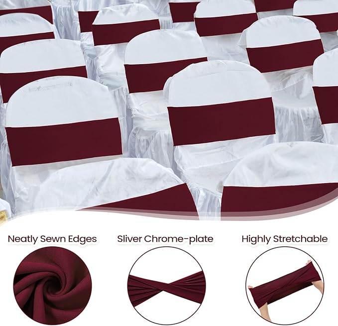 Kinlop 50 Pcs Spandex Chair Sashes Bows Chair Bands Slider Sashes - Image 3