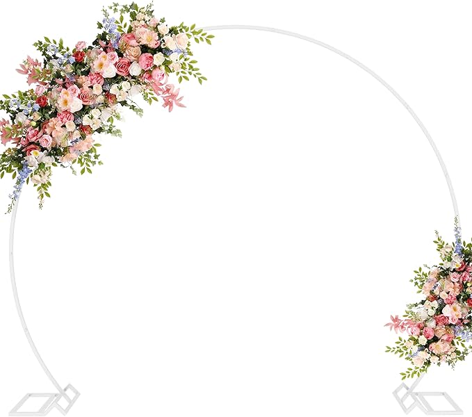 Asee'm 7.2FT White Wedding Arch Round Backdrop Stand Large Circle Metal Floral by Aseem