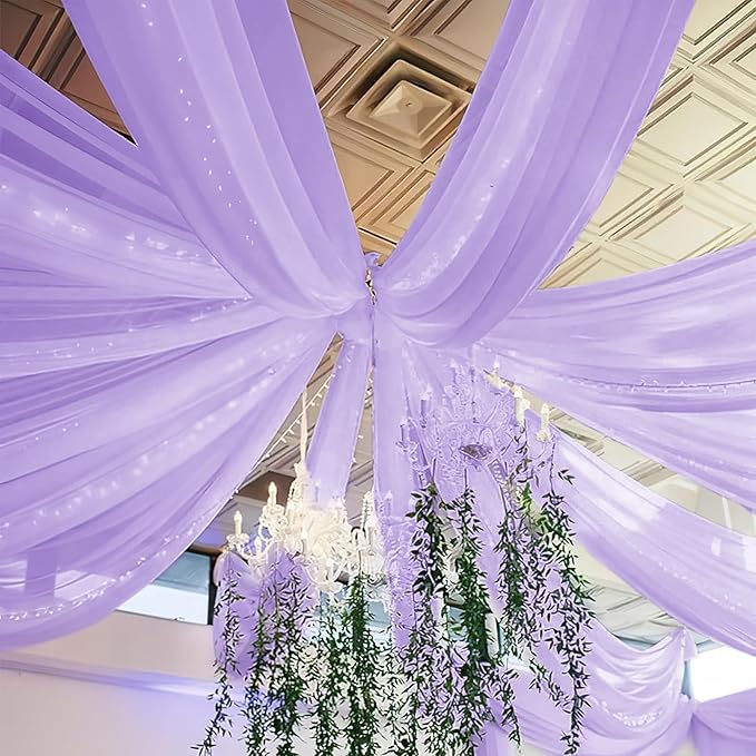 6 Panels Lilac Wedding Ceiling Drapes 5ftx20ft Ceiling Drapes Chiffon Fabric by fani
