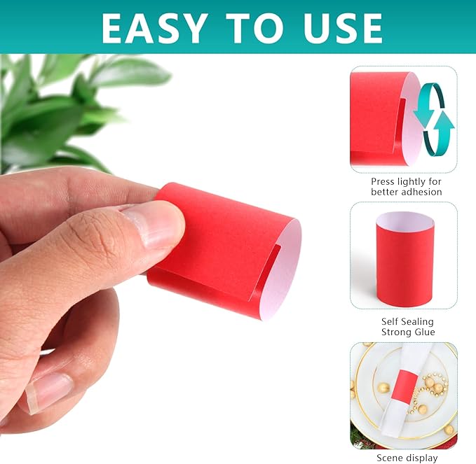 Paper Napkin Bands, Napkin Rings Self Adhesive - Image 6