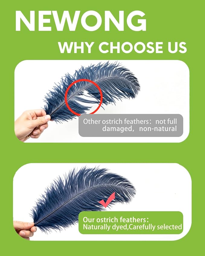 NEWONG 30pcs Navy Blue Ostrich Feathers Natural Bulk 8-10inch Vase Craft - Image 5