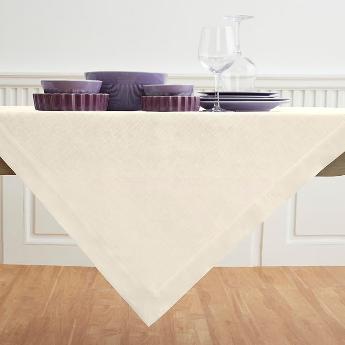 Solino Home Linen Ivory Tablecloth 52 x 52 Inch - Image 2