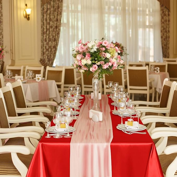 TURSTIN 4 Packs Satin Tablecloth 102 x 58 Inch Overlay Satin Table Cover - Image 7