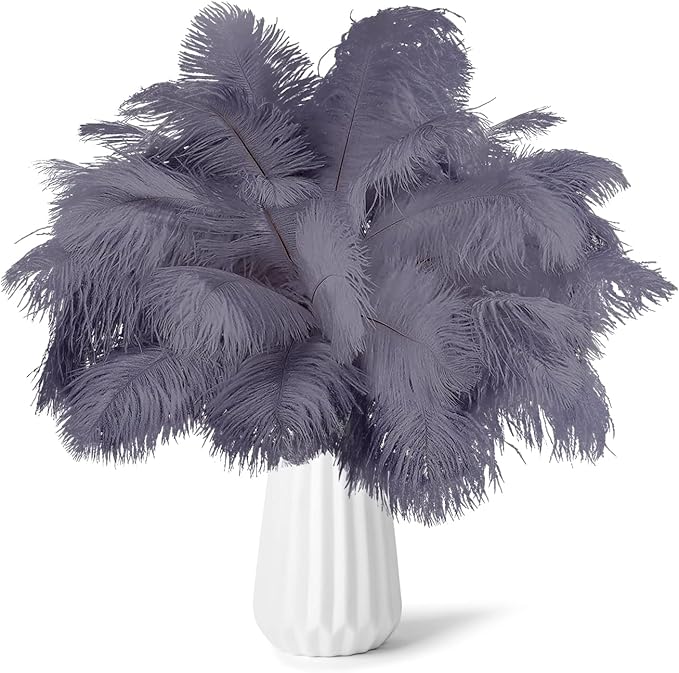 NEWONG 30pcs Grey Ostrich Feathers Natural Bulk 11-14inch Vase Craft Wedding by NEWONG