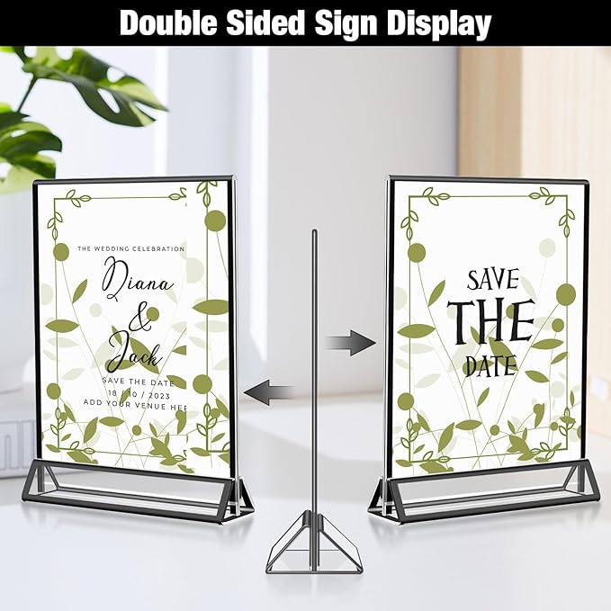 Acrylic Black Sign Holders 4x6, 12 Pack Wedding Black Table Number Holders - Image 4