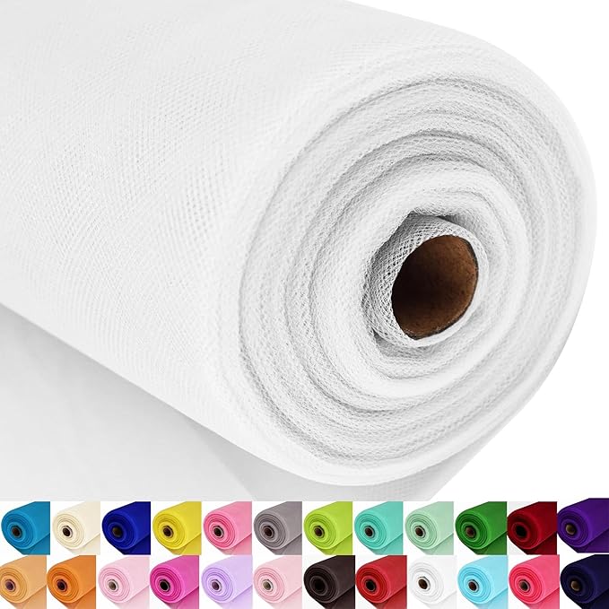White Tulle Fabric Roll Spool Bolt Large Tulle Wedding Party Decoration by AblemeDeco
