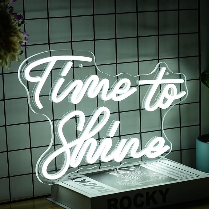 Time To Shine Neon Sign White Led Sign Time To Shine Neon Lights Decor - Image 2