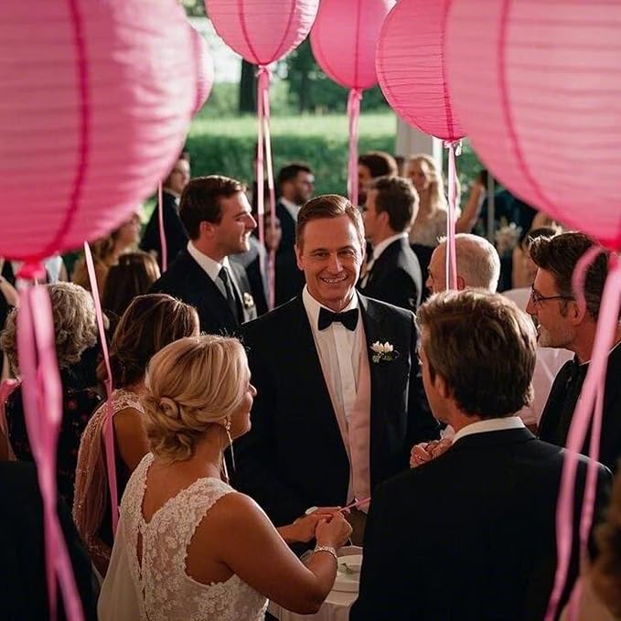 Pink Paper Lanterns Decorative 10pcs Party Hanging Decorations - Image 4