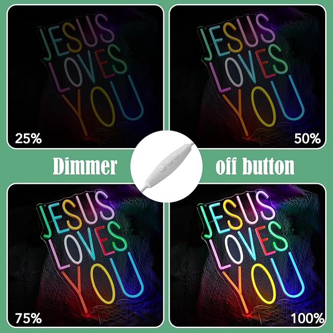 Jesus Loves You Neon sign Colorful Led Letters Sign Neon Light - Image 4