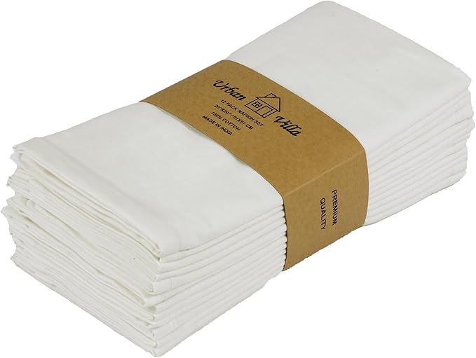 Urban Villa 12-Pack Ivory Dinner Napkins 100% Cotton Coth Napkins Everyday Use by CottonTrends