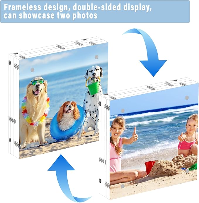 HELPLEX 3 Pack 5x5 Acrylic Picture Frames, 20mm Thicker Frameless Clear Double - Image 4