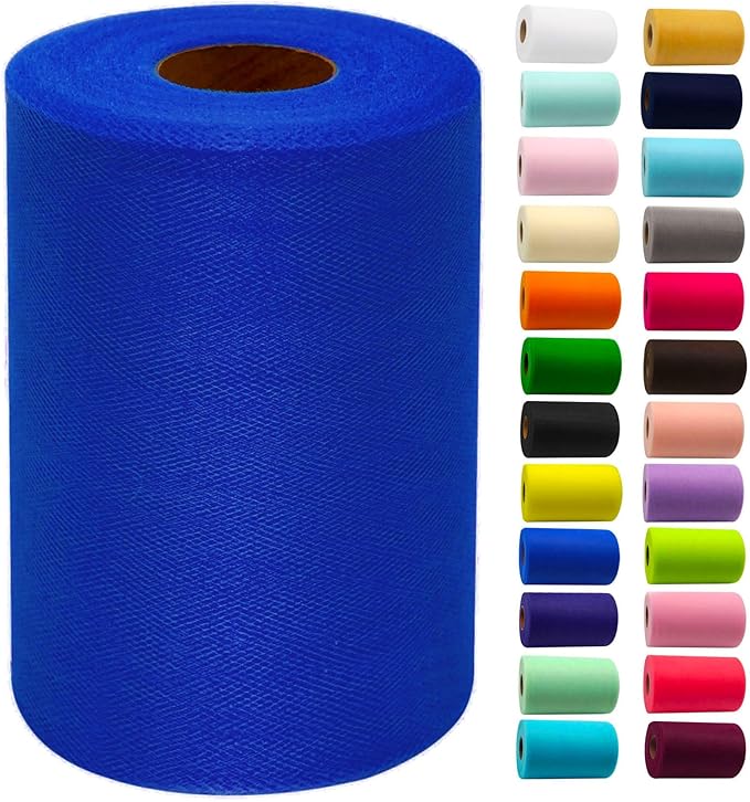 Royal Blue Tulle Fabric Rolls 6 Inch by 100 Yards Fabric Spool Tulle Ribbon by IONTACH
