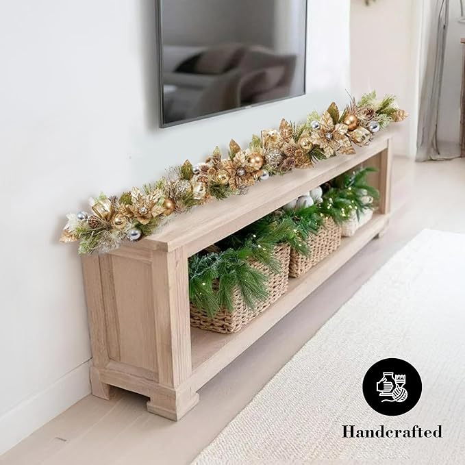 5 ft Christmas Garland for Mantle Unlit Garland for Stairs Railing, for Table - Image 7