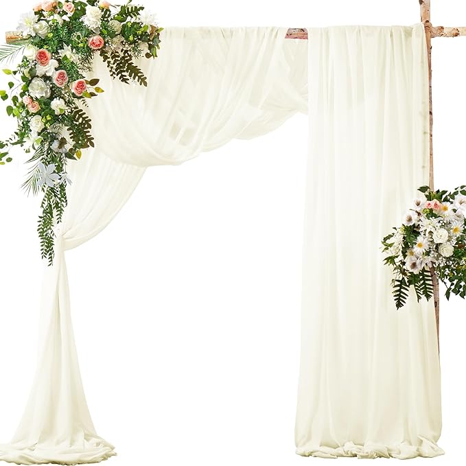 SiinvdaBZX 2 Panels Wedding Arch Draping Fabric 30" x 20Ft Ivory Sheer Chiffon by SiinvdaBZX