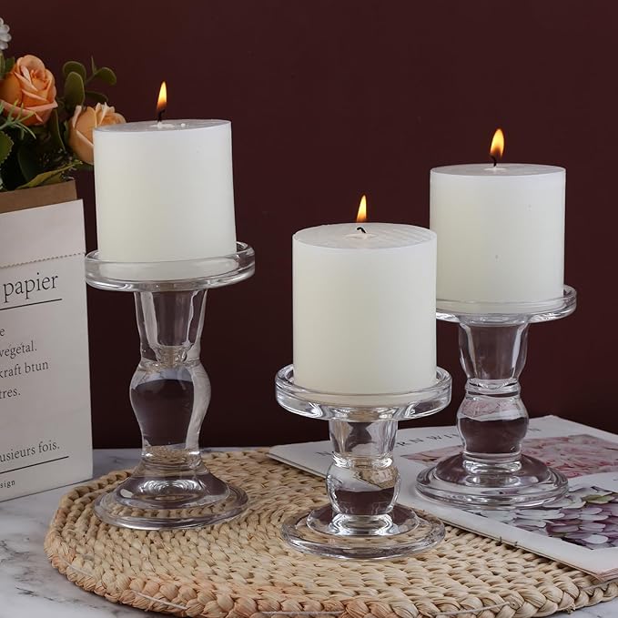 6-Piece Set of Glass Candlestick, Crystal Candlestick Holder Holder and Conical - Image 5