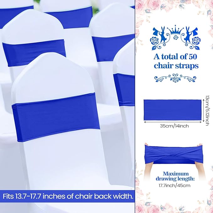 Kinlop 50 Pcs Spandex Chair Sashes Bows Chair Bands Slider Sashes - Image 2