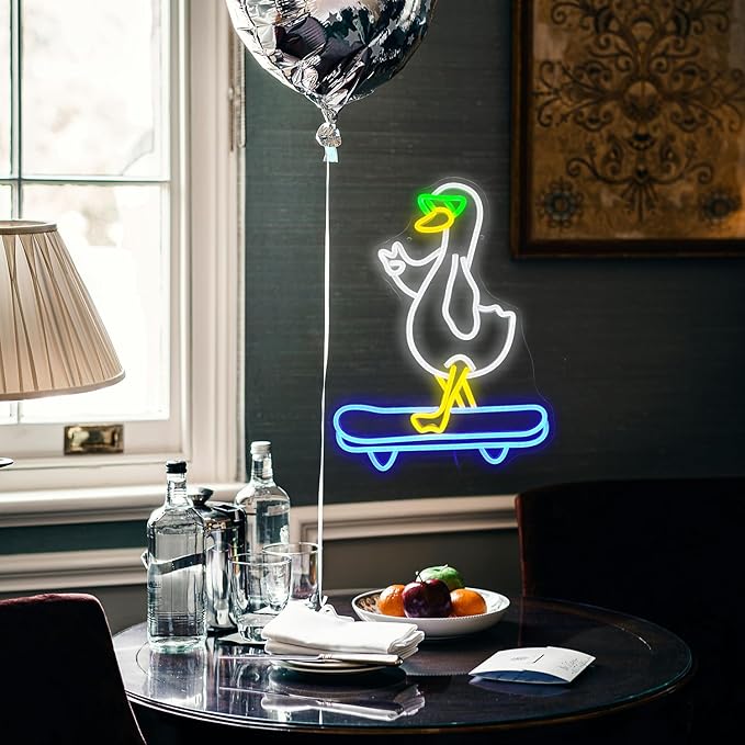 Duck Neon Sign Cool Skateboard Glasses Duck Neon Light - Image 7