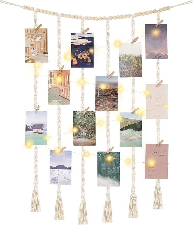 Mkono Macrame Hanging Photo Display Wall Decor by Mkono