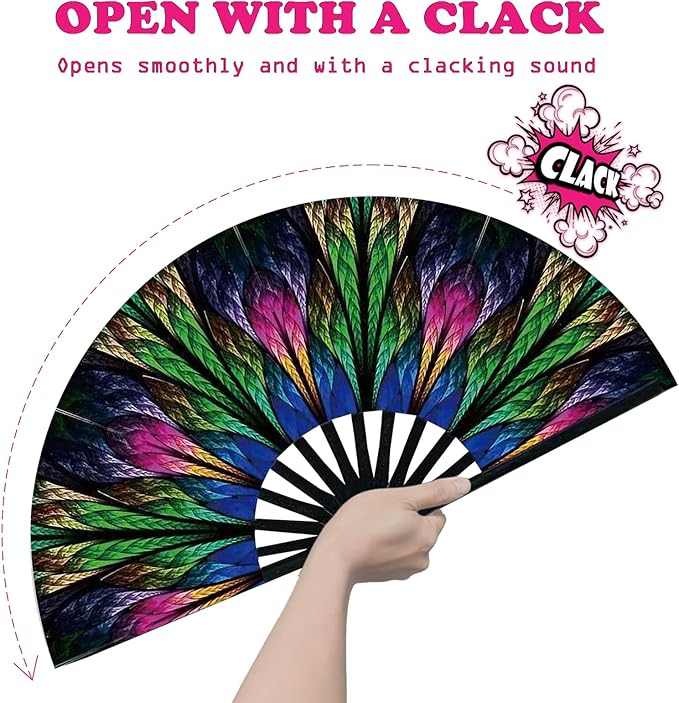 Rave Fan, Large Folding Hand Fan - Image 3