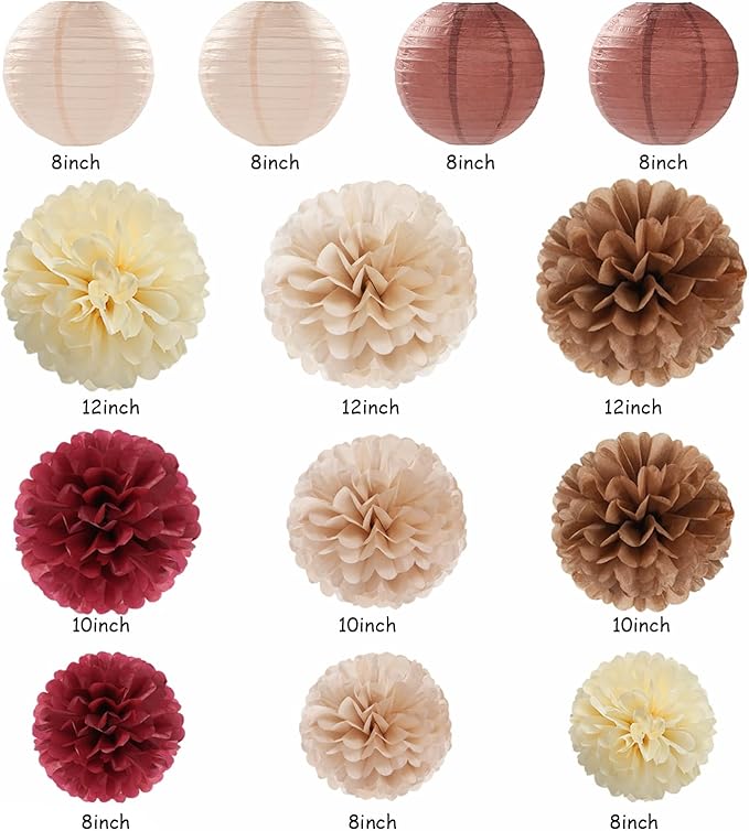 Burgundy Brown Beige Boho Party-Decorations - Image 3