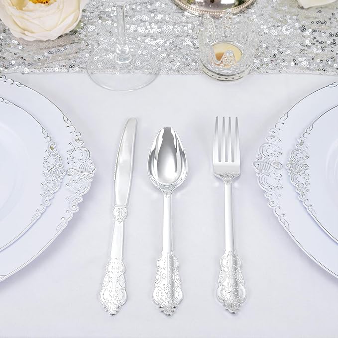 300Pieces Silver Plastic Silverware - Image 8